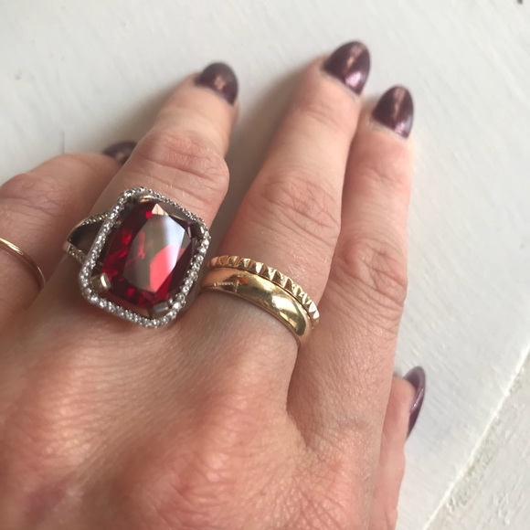 Ruby, White Sapphire and Silver Ring, Size 4.75 - Picture 6 of 7